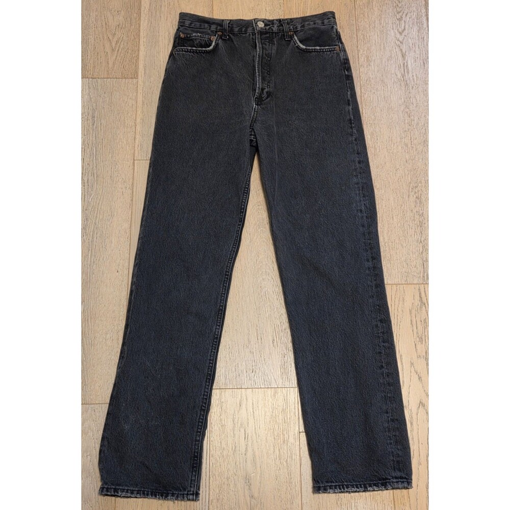 AGOLDE 90's Pinch Waist High Rise Straight Leg Jeans Black Organic Cotton 27